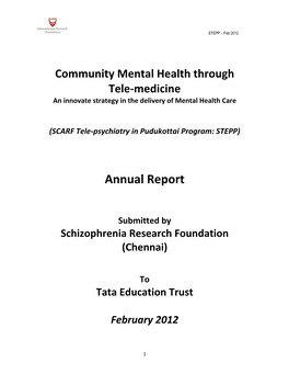 Community Mental Health Through Tele-Medicine 2012