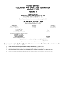 TRANSOCEAN LTD. (Exact Name of Registrant As Specified in Its Charter)