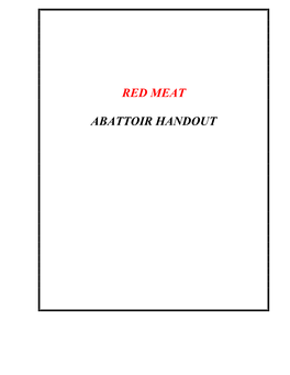 Red Meat Abattoir Handout Index