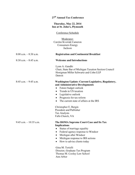 Taxation Section: 27Th Annual Tax Conference--2014