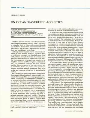 On Ocean Waveguide Acoustics