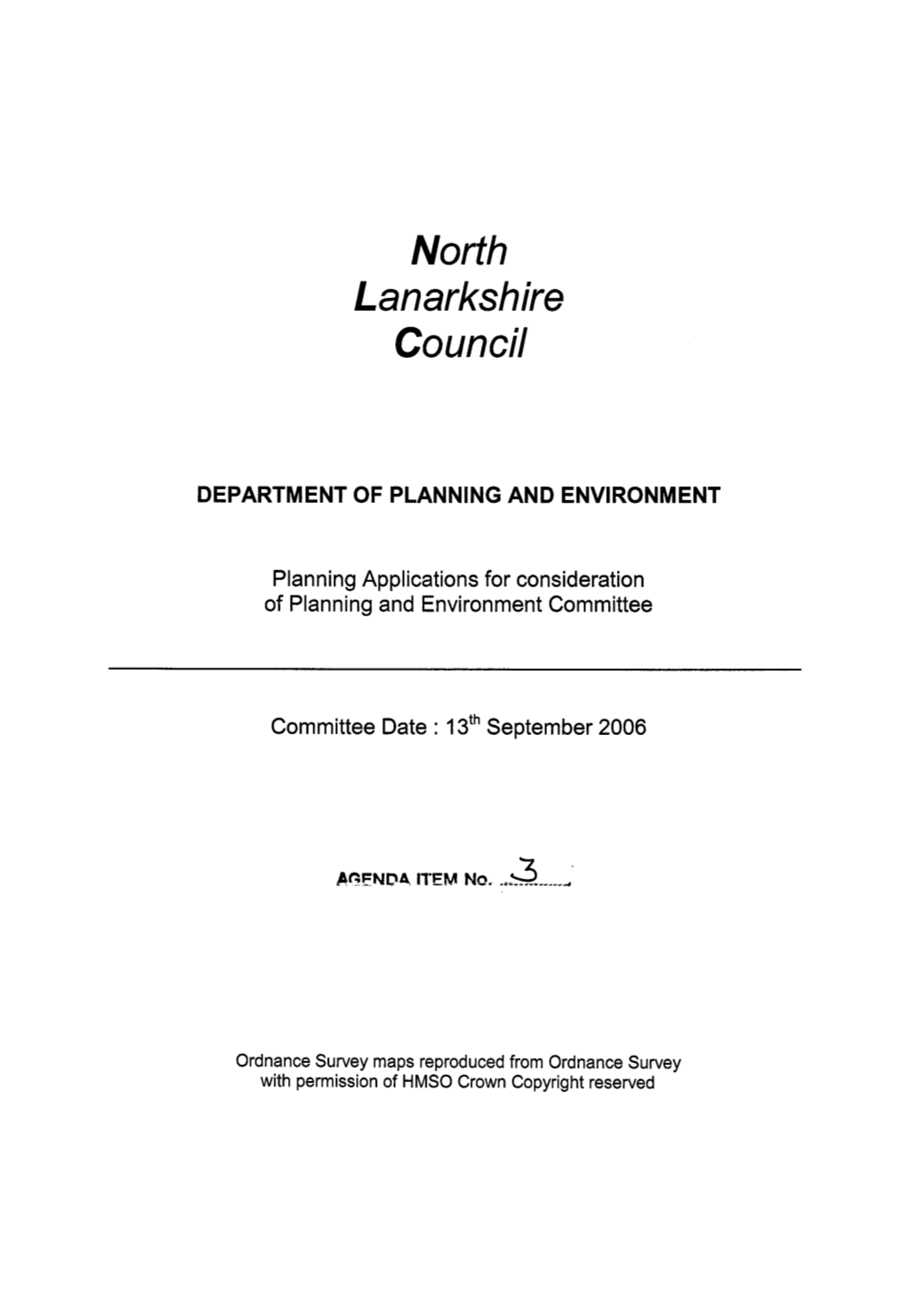 North Lanarkshire Council DEPARTMENT of PLANNING