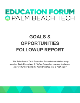 Goals & Opportunities Followup Report