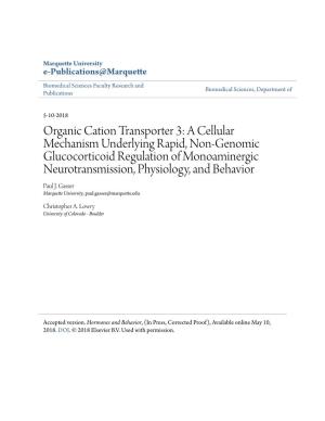 Organic Cation Transporter 3: a Cellular Mechanism Underlying