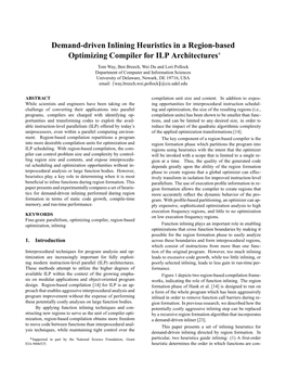 Demand-Driven Inlining Heuristics in a Region-Based Optimizing Compiler for ILP Architectures