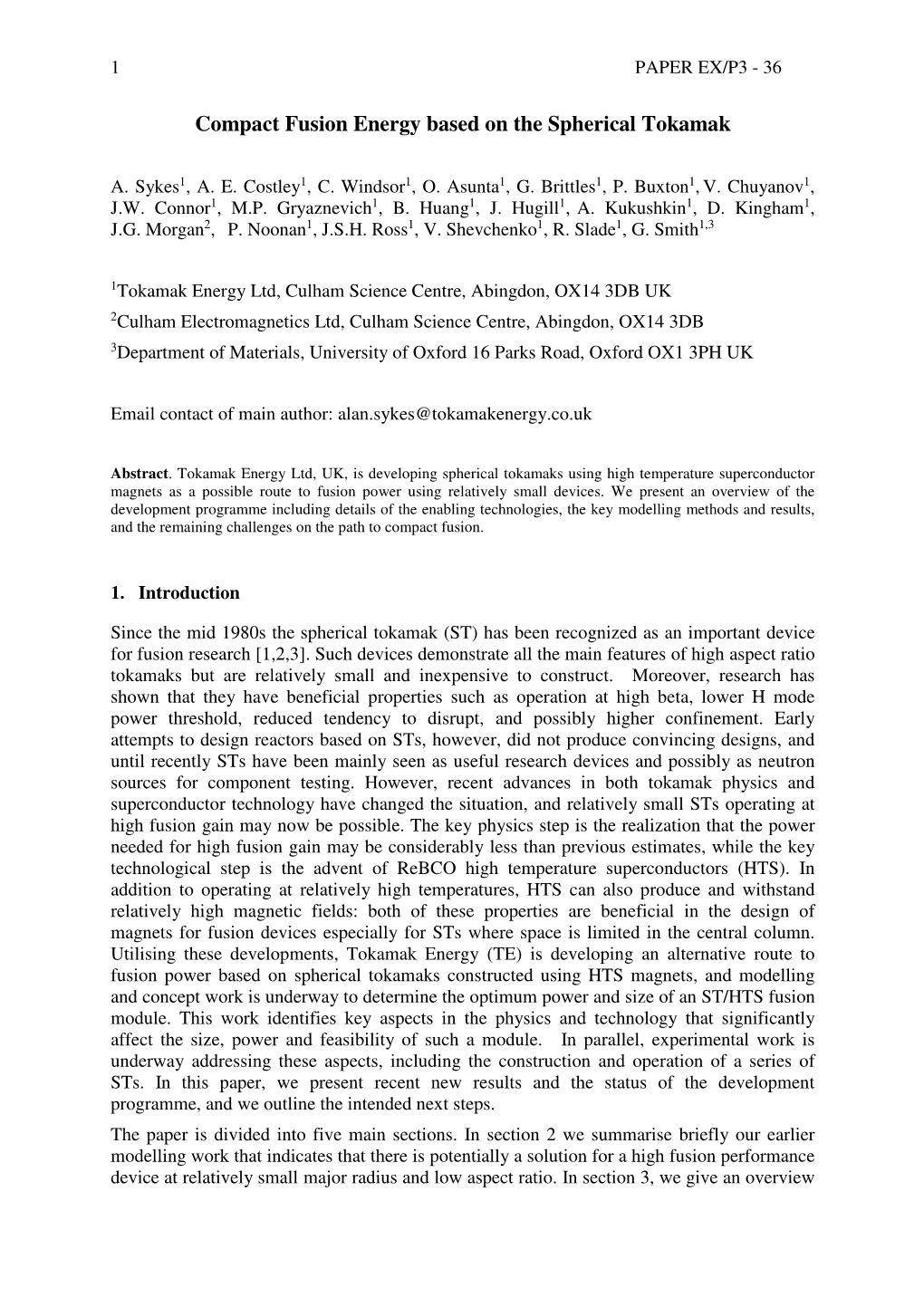 Compact Fusion Energy Based on the Spherical Tokamak