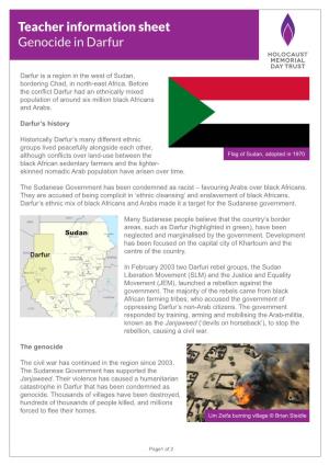 Teacher Information Sheet Genocide in Darfur