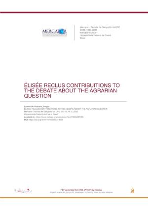 Élisée Reclus Contribuitions to the Debate About the Agrarian Question