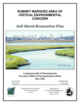 Rumney Marshes ACEC Salt Marsh Restoration Plan 2