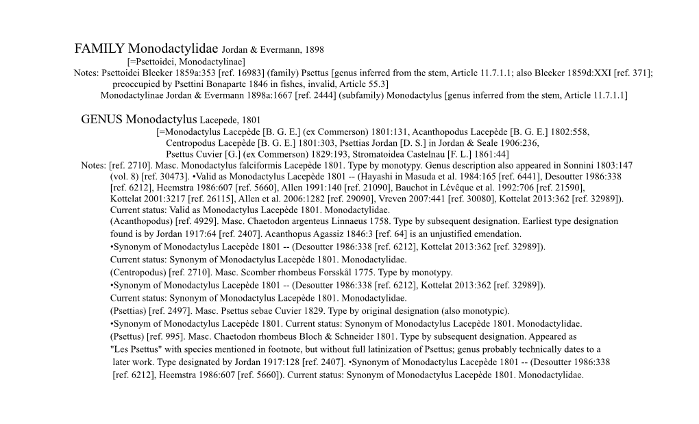 GENUS Monodactylus Lacepede, 1801 [=Monodactylus Lacepède [B