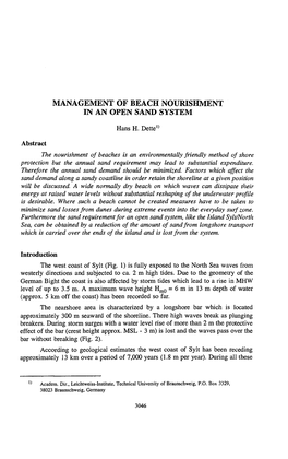 Management of Beach Nourishment in an Open Sand System