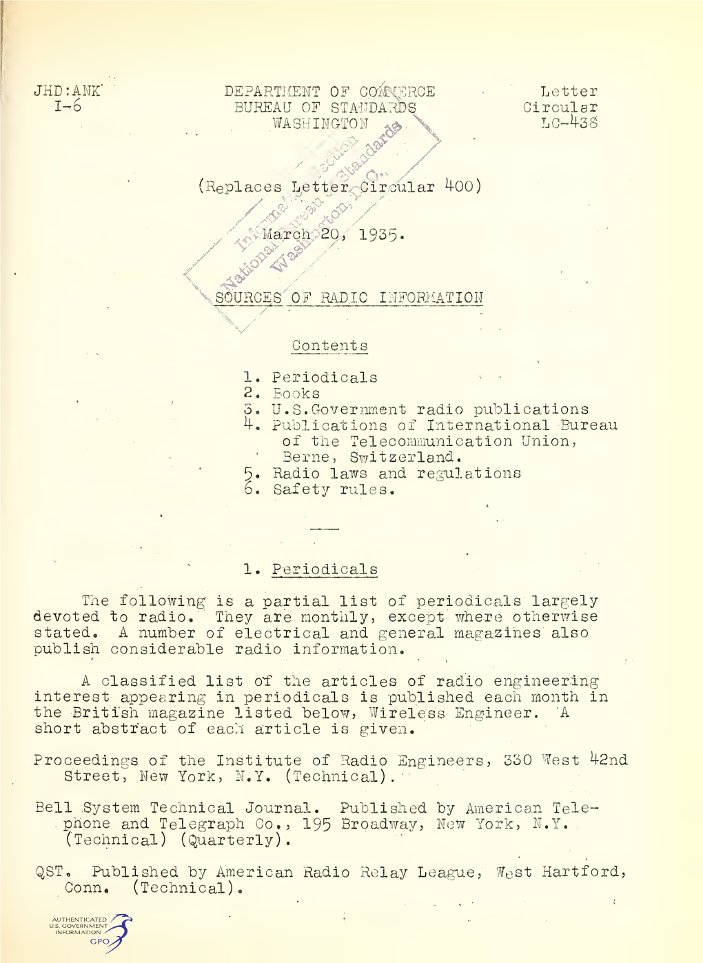 Sources of Radio Information