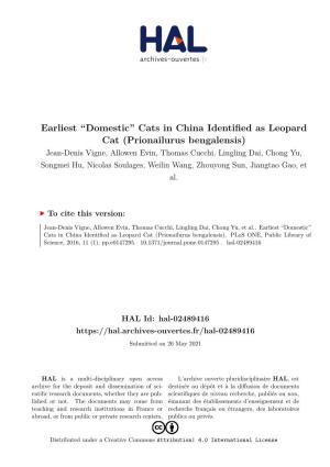 Domestic'' Cats in China Identified As Leopard Cat (Prionailurus