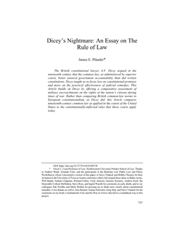 Diceyâ•Žs Nightmare: an Essay on the Rule Of