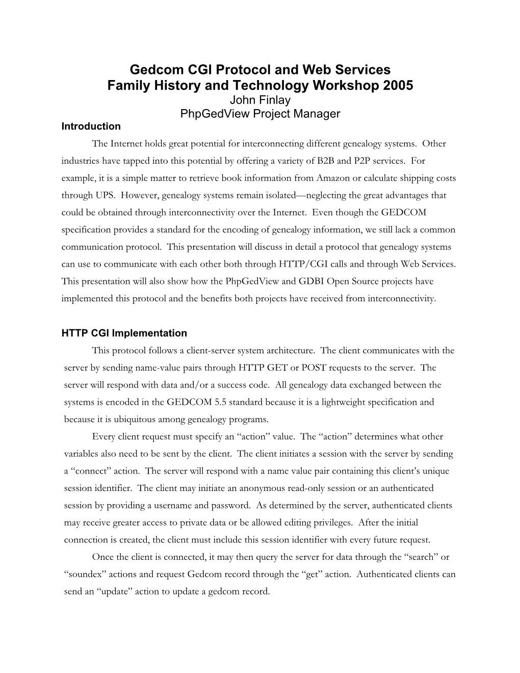 Family History and Technology Conference 2005
