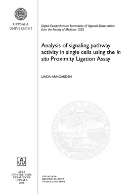 Analysis of Signaling Pathway Activity in Single Cells Using the in Situ Proximity Ligation Assay