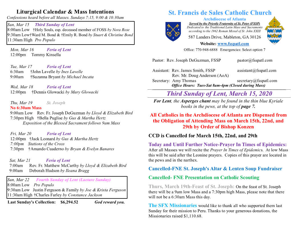 Liturgical Calendar for This Week