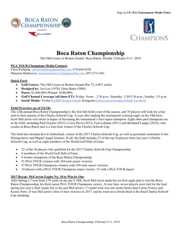 Boca Raton Championship the Old Course at Broken Sound | Boca Raton, Florida | February 9-11, 2018