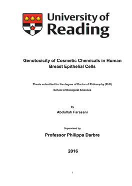 Genotoxicity of Cosmetic Chemicals in Human Breast Epithelial Cells