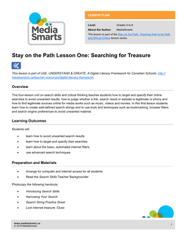 Stay on the Path Lesson One: Searching for Treasure