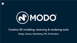 Creative 3D Modeling, Texturing & Rendering Tools