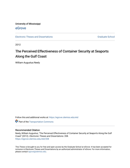 The Perceived Effectiveness of Container Security at Seaports Along the Gulf Coast