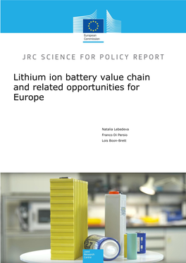 Lithium Ion Battery Value Chain and Related Opportunities for Europe