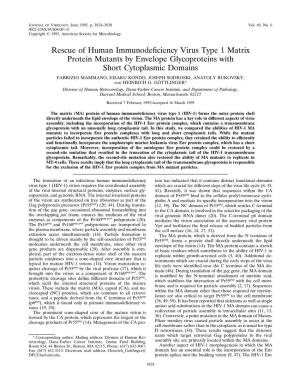 Rescue of Human Immunodeficiency Virus Type 1 Matrix Protein Mutants