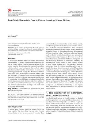 Post-Ethnic Humanistic Care in Chinese American Science Fictions