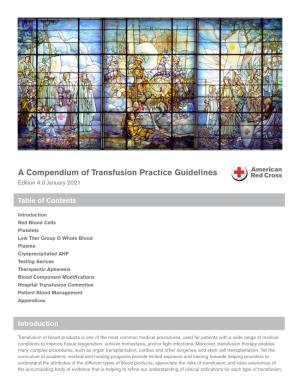 A Compendium of Transfusion Practice Guidelines Edition 4.0 January 2021