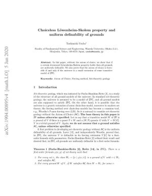 Choiceless L\" Owenheim-Skolem Property and Uniform Definability Of