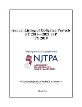 Annual Listing of Obligated Projects FY 2018—2021 TIP FY 2019