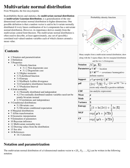 Multivariate Normal Distribution from Wikipedia, the Free Encyclopedia