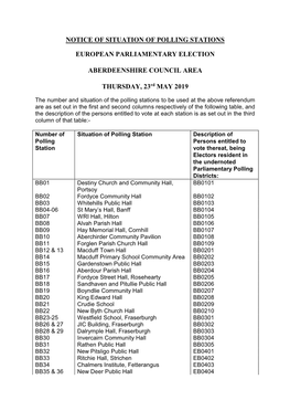 Notice of Situation of Polling Stations