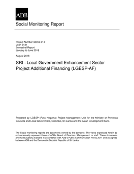 Local Government Enhancement Sector Project Additional Financing (LGESP-AF)