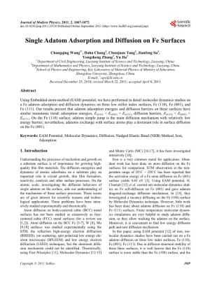 Single Adatom Adsorption and Diffusion on Fe Surfaces