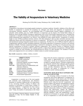 The Validity of Acupuncture in Veterinary Medicine