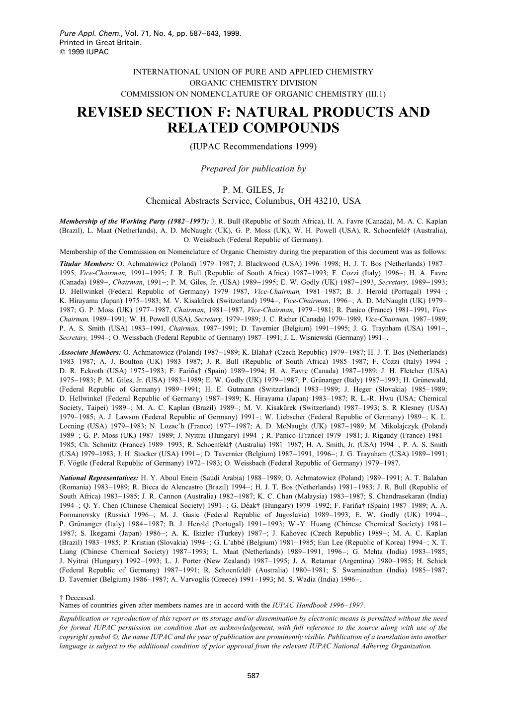 IUPAC. Natural Products and Related Compounds