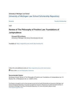 Review of the Philosophy of Positive Law: Foundations of Jurisprudence