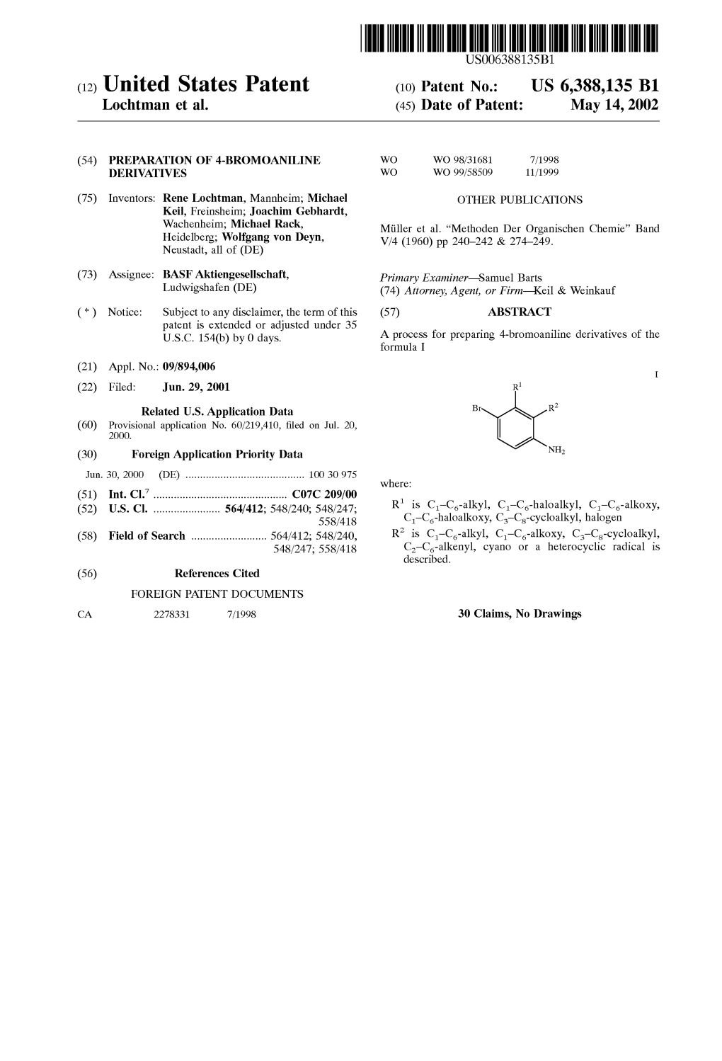 (12) United States Patent (10) Patent No.: US 6,388,135 B1 L0chtman Et Al