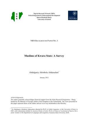 Muslims of Kwara State: a Survey