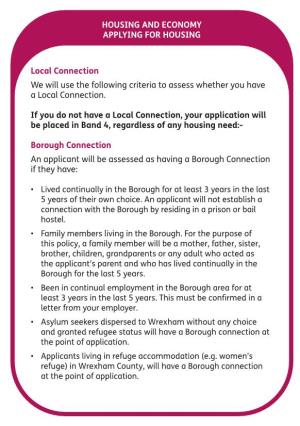 Applying for Housing Local Connection