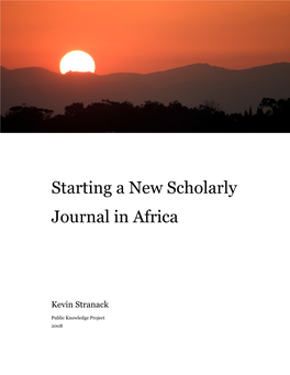 Starting a New Scholarly Journal in Africa