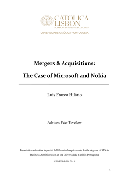 Mergers & Acquisitions: the Case of Microsoft and Nokia