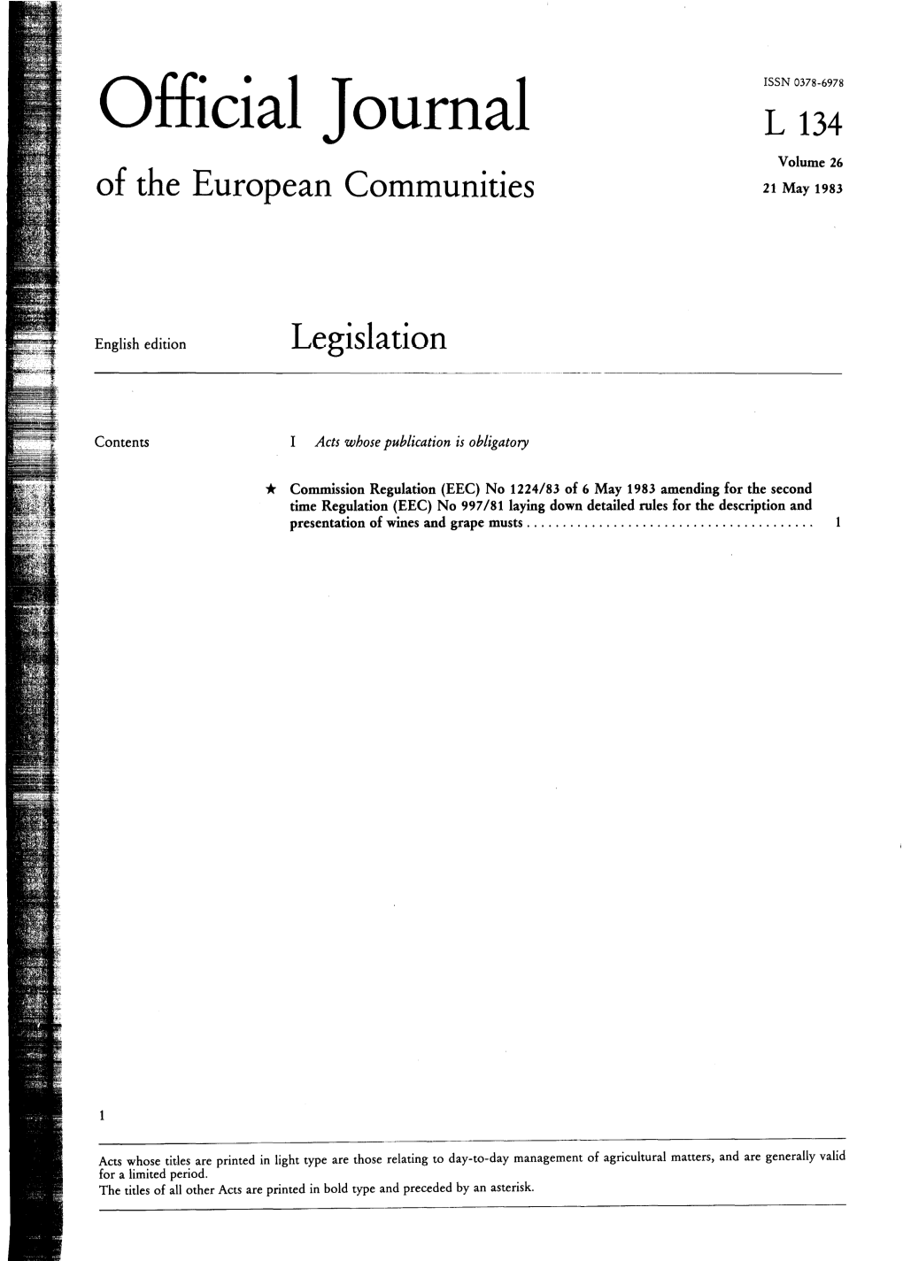 Of the European Communities 21 May 1983