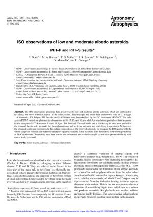 ISO Observations of Low and Moderate Albedo Asteroids