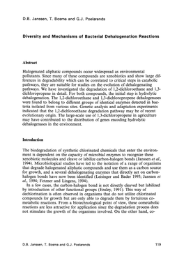 Diversity and Mechanisms of Bacterial Dehalogenation Reactions High Number of Halogen Substituents