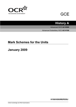 History a Mark Schemes for the Units January 2009