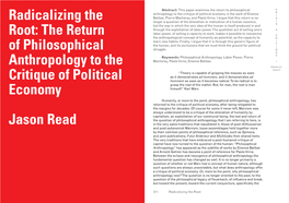 Radicalizing the Root: the Return of Philosophical Anthropology to The
