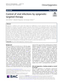 Control of Viral Infections by Epigenetic-Targeted Therapy